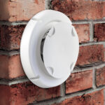 Panoramic view of empty, old, red brick wall background with cop