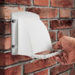 Panoramic view of empty, old, red brick wall background with cop